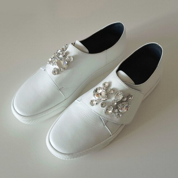 NIB / NWT ZCD Montreal white leather and crystal embellished sneakers, EU 41 - Picture 4 of 12